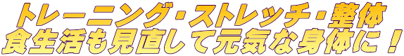 トレーニング・ストレッチ・整体 食生活も見直して元気な身体に！